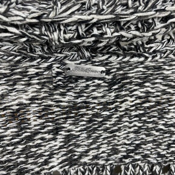 Eddie Bauer Open Front Cocoon Cardigan Sweater Black White Melange S - Picture 7 of 8